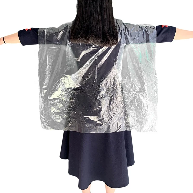 OEM 100pcs PE Clear Disposable Waterproof Professional Salon Shampoo Barber Custom Capes  for adults kids painting cooking