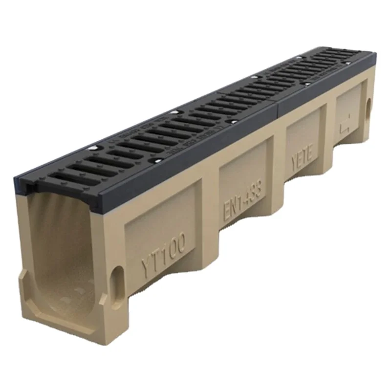 High load bearing cast iron cover resin concrete gutter composite drain channel
