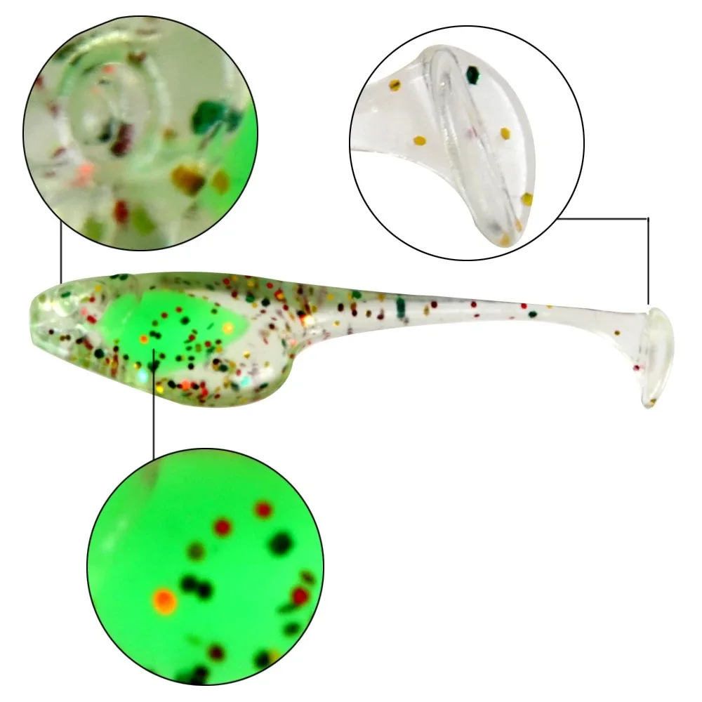 5cm 0.8g Soft Fishing Lure Double Color Lures Saltwater Thin Tail Soft Lure