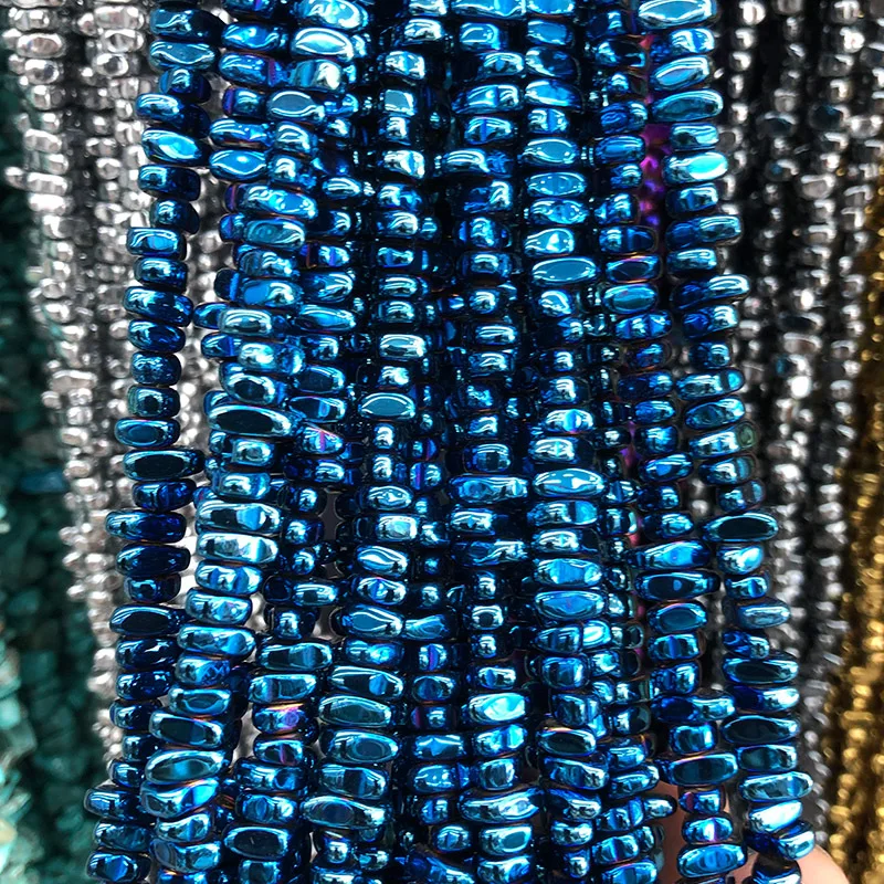 AAA+ Rhodium Hematite Bead Natural Irregular Geometric Stone Beads For Jewelry Making Bracelets Necklace