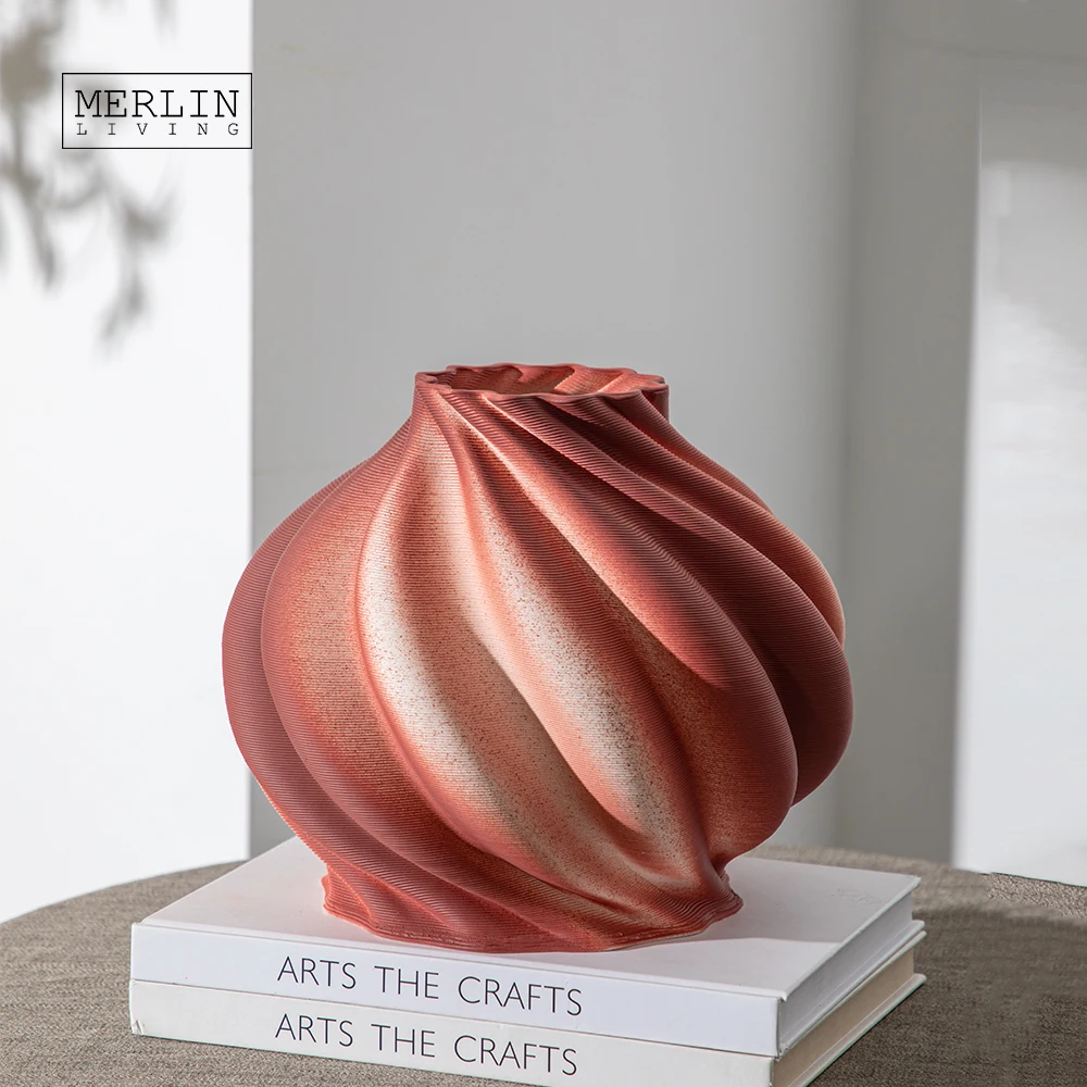 Merlin Living 3D Printing flowers vases round rotating vase ceramic vase for home decor Chaozhou Ceramic Factory OEMODM