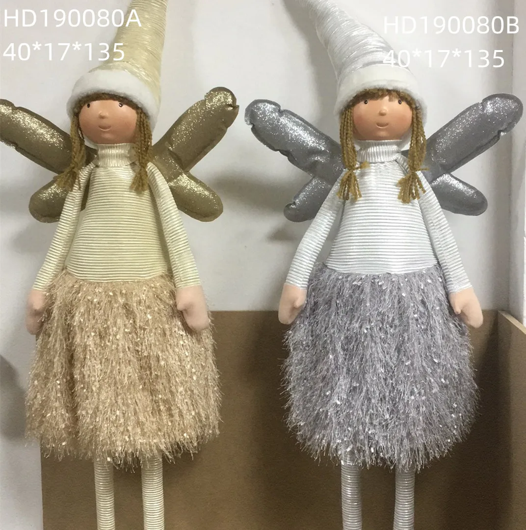 Standing Tall Posture Glittering Angel with Wings Holiday Gift Elves&Fairy Girl Figurines