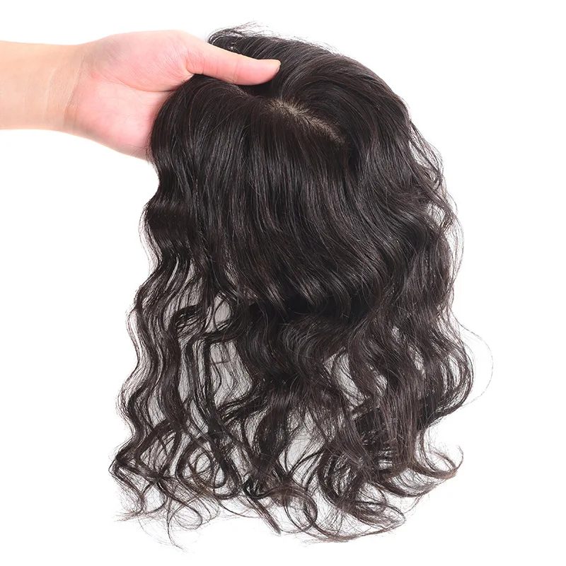 TP 13x14cm Cover White Hair Curly Hair Silk Base Real Human India Hair Topper for Women 150% Density 8 inch 10 inch 14 inch