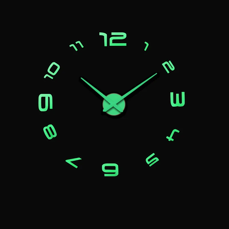 Wholesale 2022 Hot Quartz Acrylic Sticker Night Light Luminous Cheap Large DIY 3d Digital Home Decorative Modern Wall Clocks