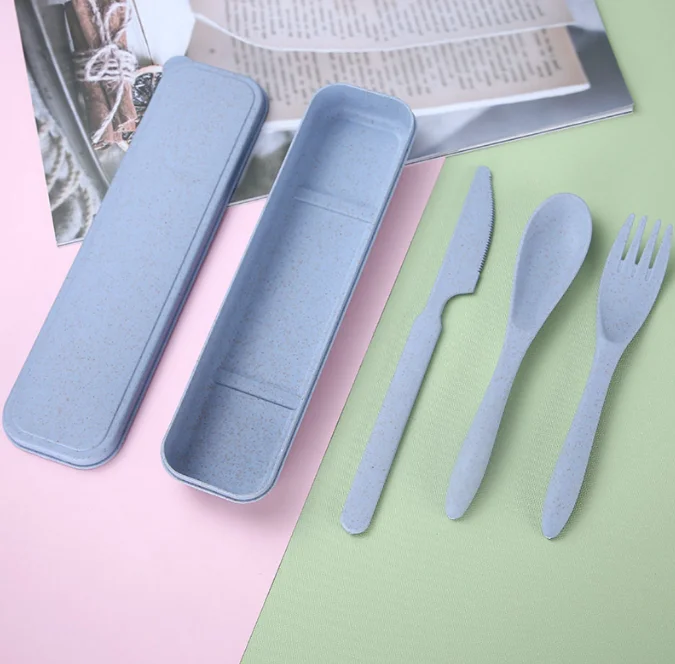 Eco Friendly Travel Utensil Set Wheat Straw Cutlery