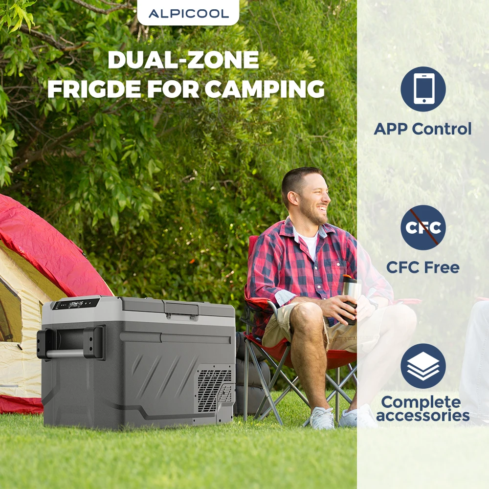 Alpicool Car home multi-function 12v car fridges dual zones portable freezer fridge camping refrigerator for car AC DC