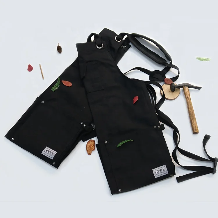 CHANGRONG Custom Black mens cross back waxed canvas woodworker bib apron