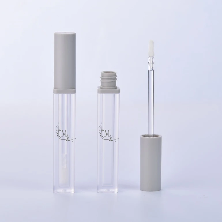 Unique Round Top Square Bottle Plastic Empty 5ml Frosted Lip Gloss Tube Private Label
