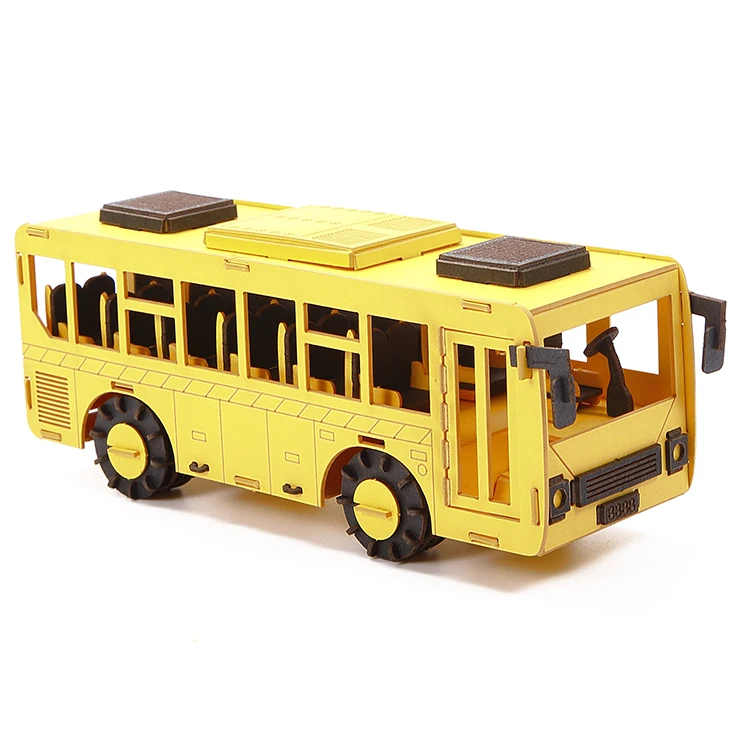 Customized bus 3D paper model laser cut puzzle jigsaw kids learning toy