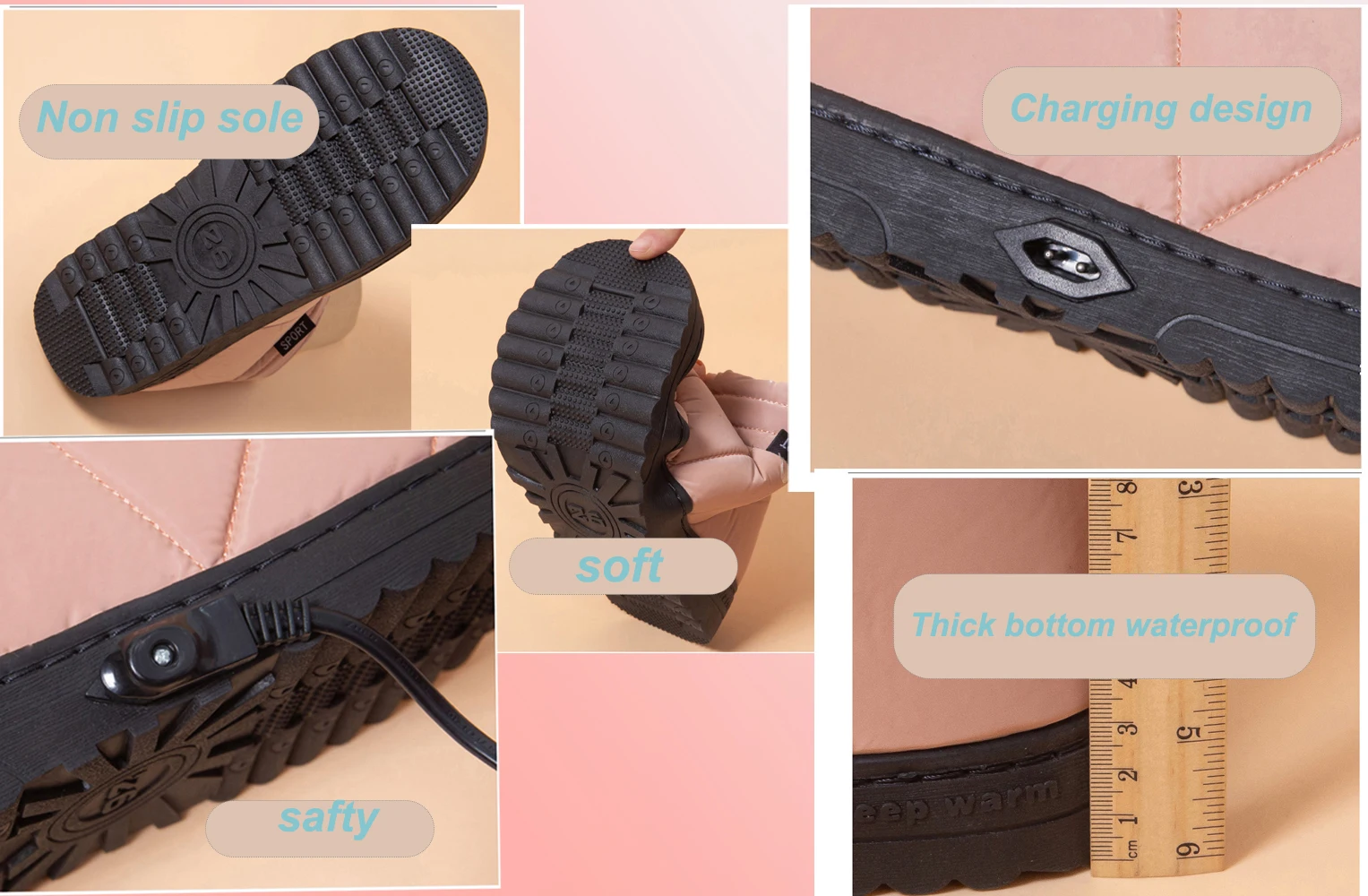 Heating slippers usb heated slippers electric warm shoes foot warmer