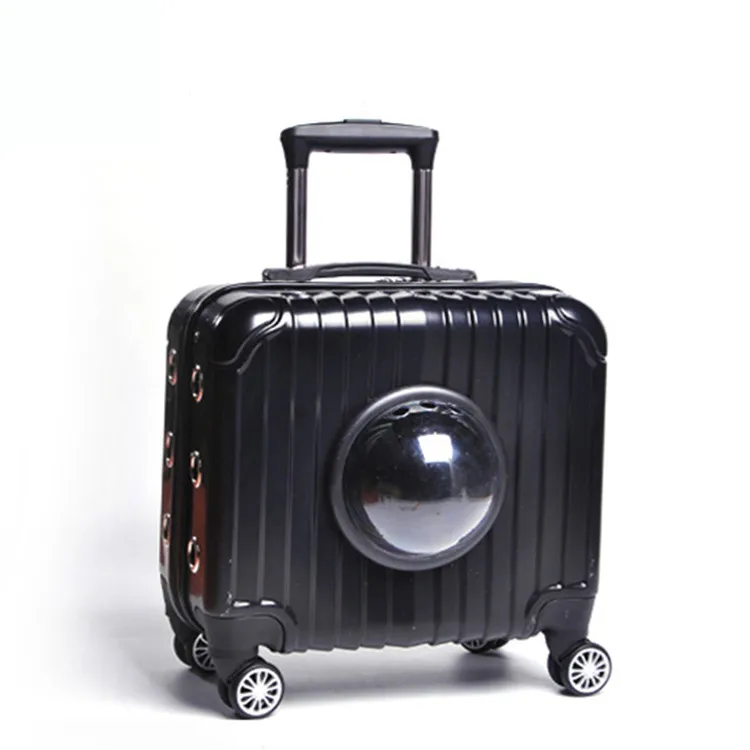 Custom pet stroller small lightweight foldable outdoor Acrylic cat cage with wheels pet pull rod case