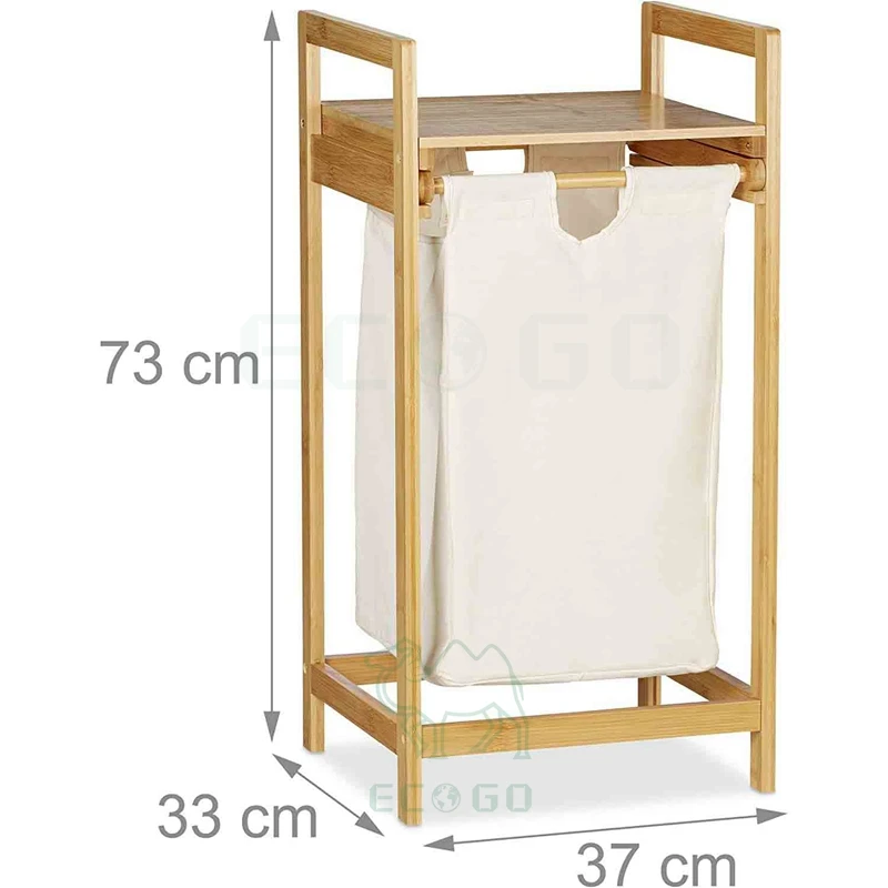 Space Saver Bamboo Laundry Basket Extendible Square Laundry Hamper With Shelf Portable Laundry Sorter With 30 Litre Inner Bag