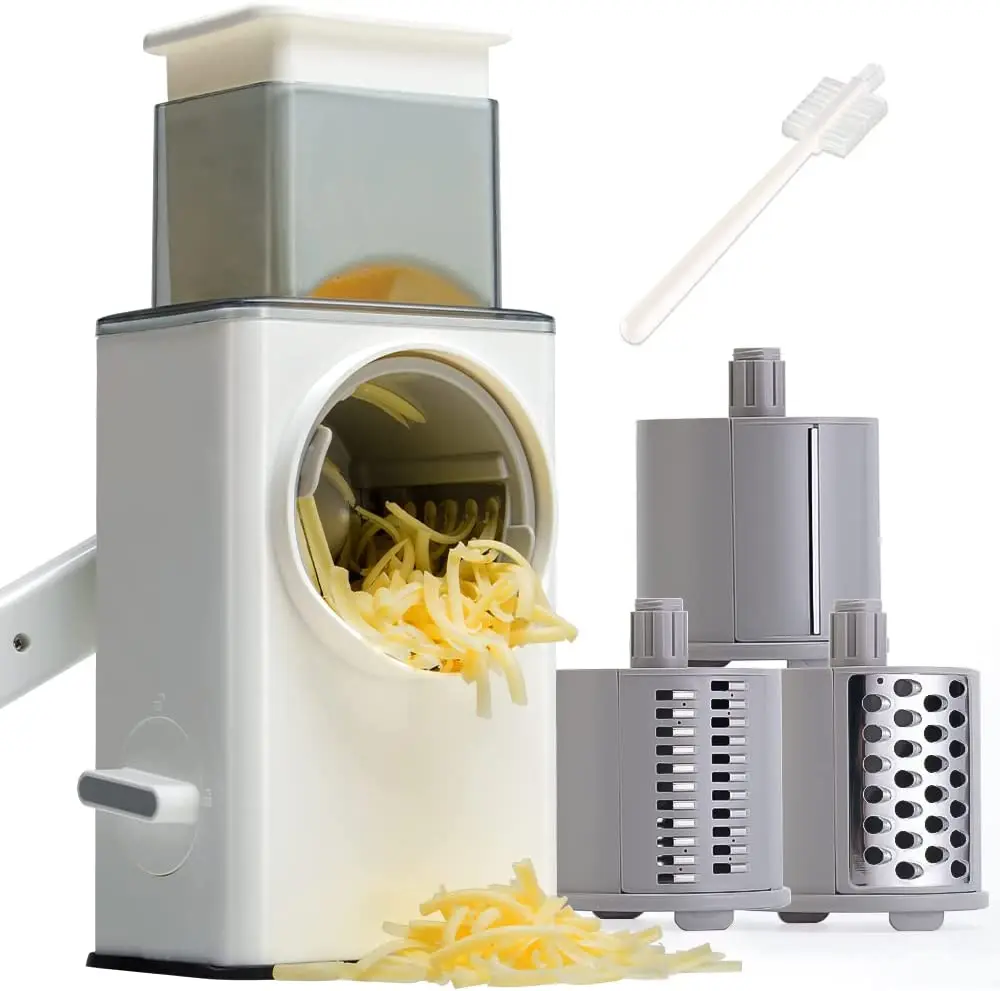 New Kitchen 3 in 1 Vegetable Shredder Grater Slicer  Rotary Cheese Grater Round Mandoline Vegetable Cutter
