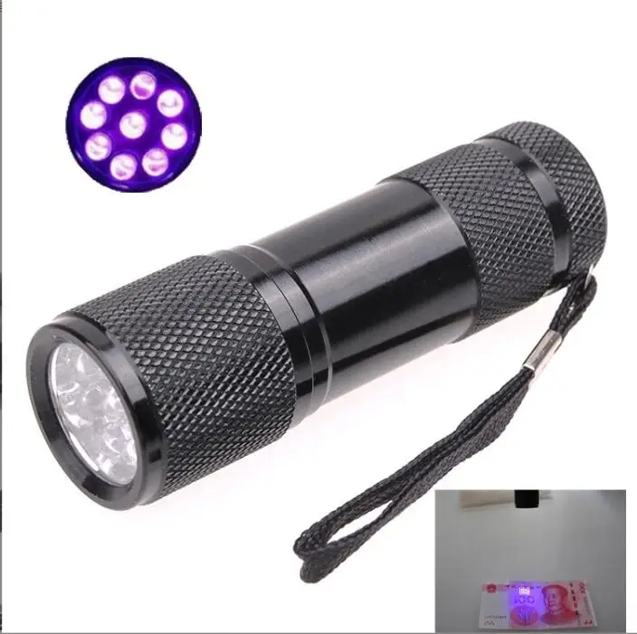 395nm 400nm 9 LED UV Flashlight Ultraviolet Currency Checker Fluorescer Tester UV Torch