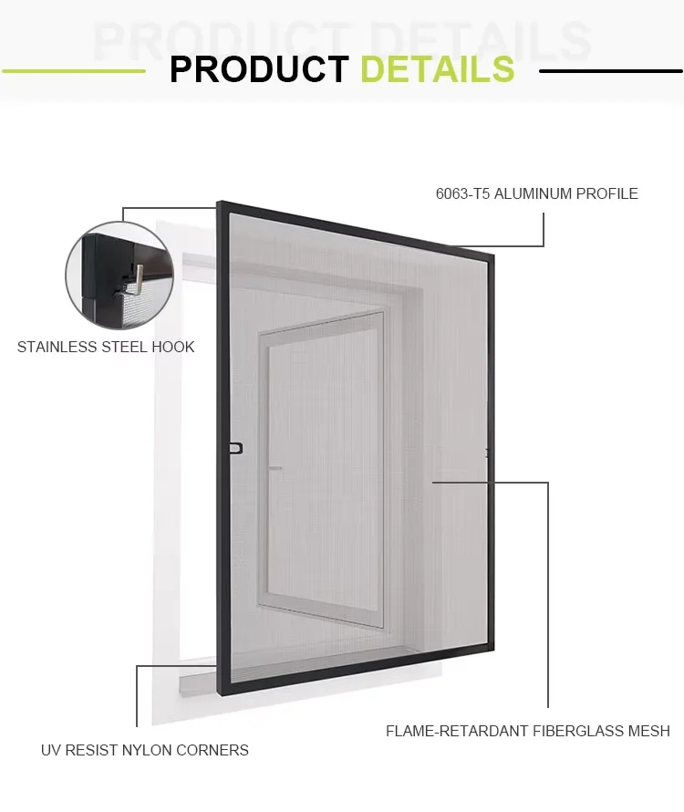 Window Screens Custom Removable Aluminum Frame Fiberglass Anti Dust Insect Fly Window Net Screen Mosquito