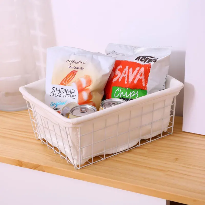 Bathroom Kitchen Cabinet Storage Rectangle Grid Metal Wire Basket