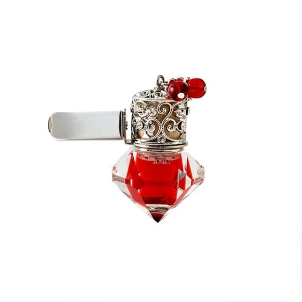 Perfume Pendant Car Vent Clip Air Freshener Diffuser Hanging Glass Fragrance Bottle Heart Shape Crystal Perfume Bottles