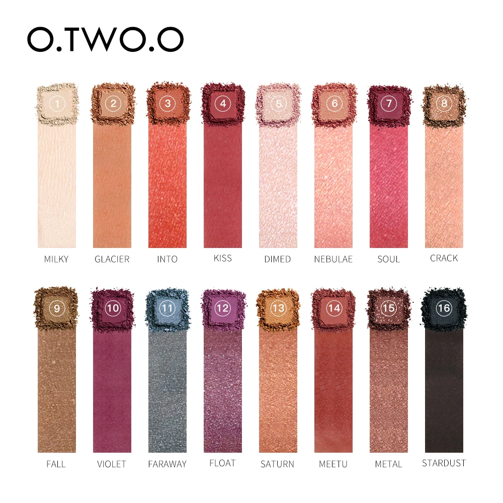 O.TWO.O Cosmetics Glitter Rich Colors Eyeshadow Good Pigmented 16 Colors Eyeshadow Palette