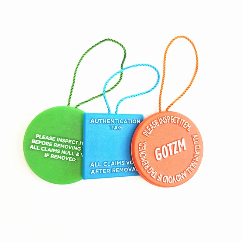 New Design Custom Embossed Brand Name Logo color Plastic Garment Swing Seal Tags with Nylon String for  shoes label  shoes tags