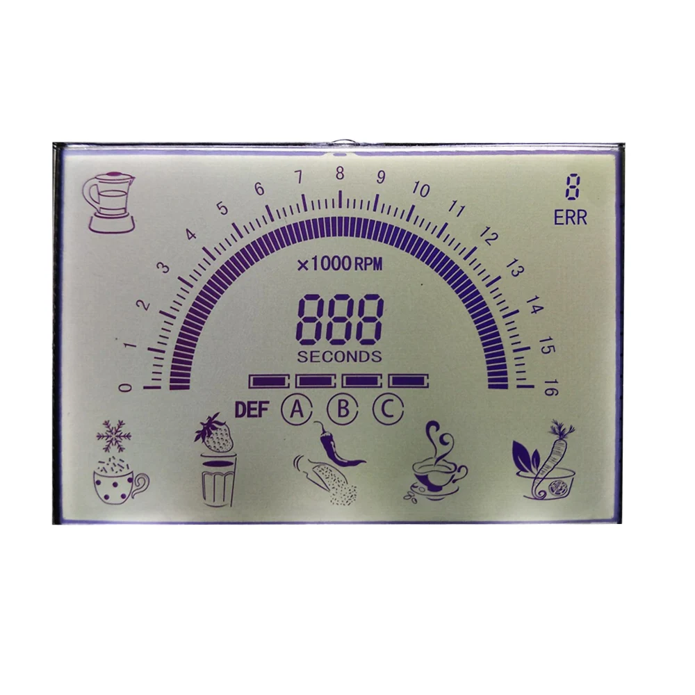 Custom 0.5 to 10 inch 7 14 segment dots matrix fpc lcd display
