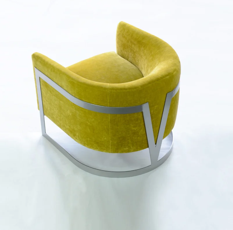 2023 Luxury Gold Stainless Steel Accent Chair Velvet Upholster V Shaped Lounge Chair For Home Hotel