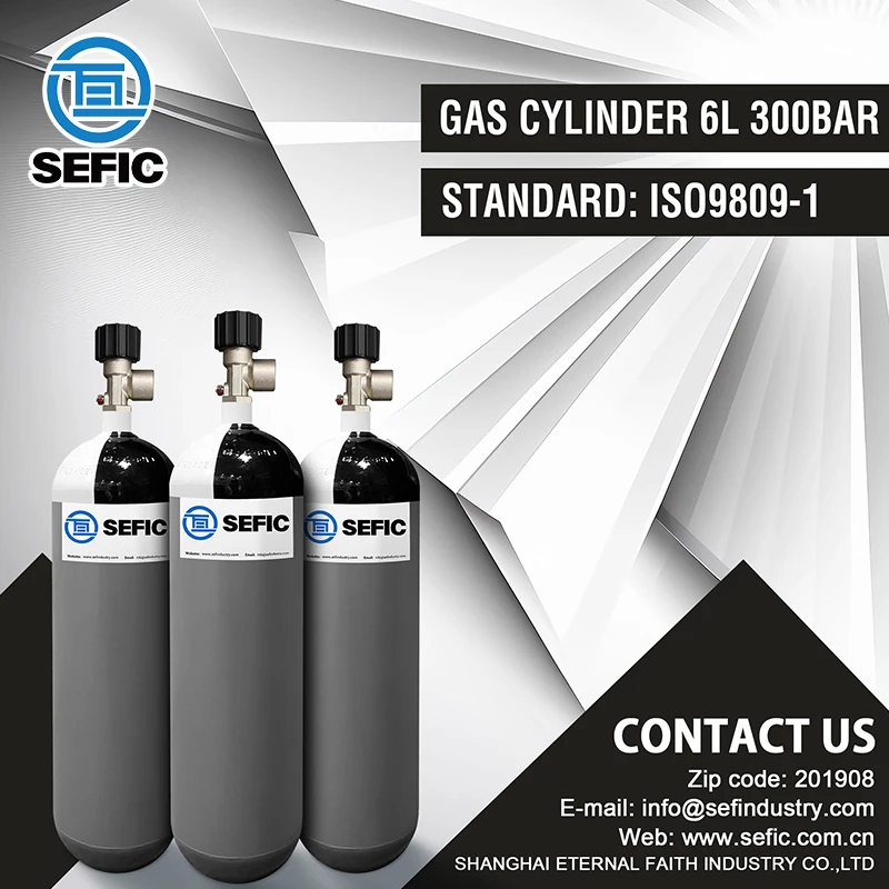 Good Sale 6L SCBA Steel Cylinder High Pressure 300Bar Air Tank for Breathing Apparatus Cylinders