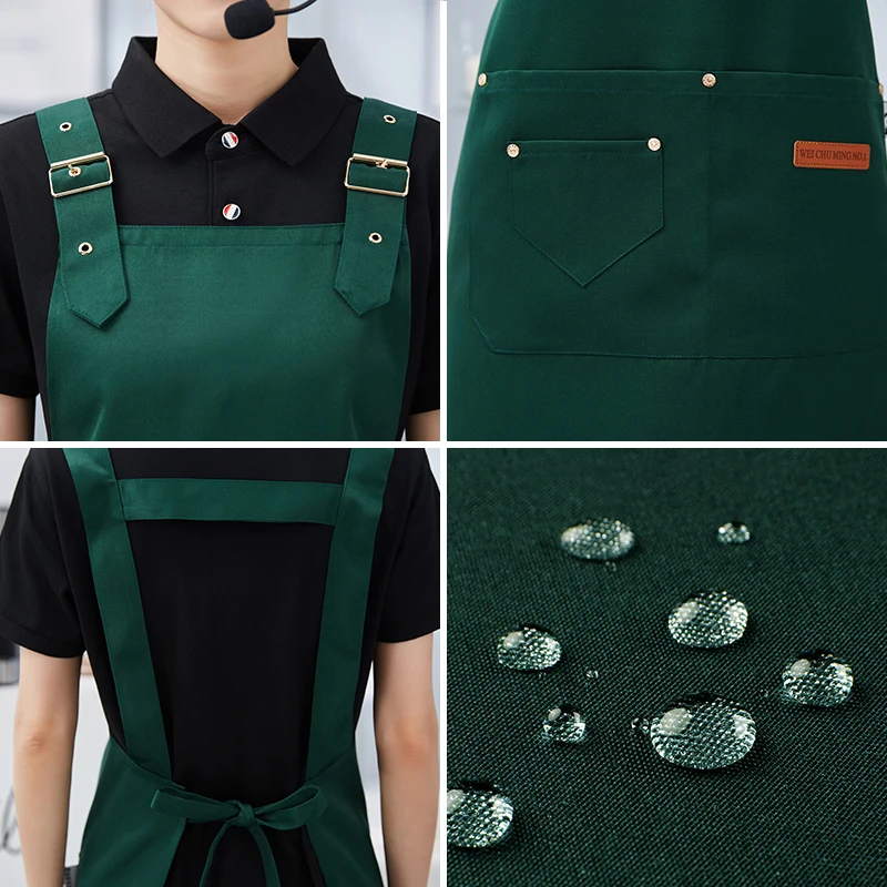 Chef Uniform Waterproof Kitchen Hotel Uniforms Salon Apron Waiter Uniform Cotton Barista Aprons Custom