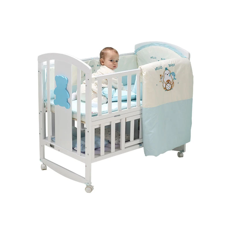 Baby Room Furniture Rocker Wood Toddler Cot Bed, Kids Bedroom Furniture Stand Solid Wood Baby Bed/