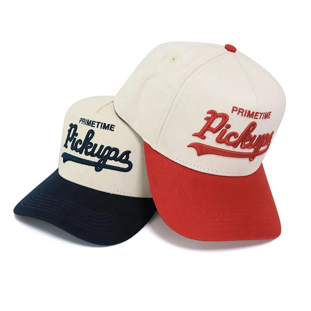 Adult Fashion OEM Custom High Quality 5 Panel 3D puff embroidery logo customize inside A frame out door men caps