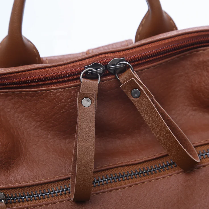 New Fashion Boho Colorful Strap PU Leather Women Solid Color Soft Travel Trumpet Backpack