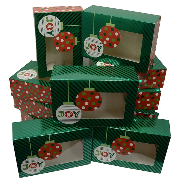 Custom christmas cookie gift box with clear window for holiday party