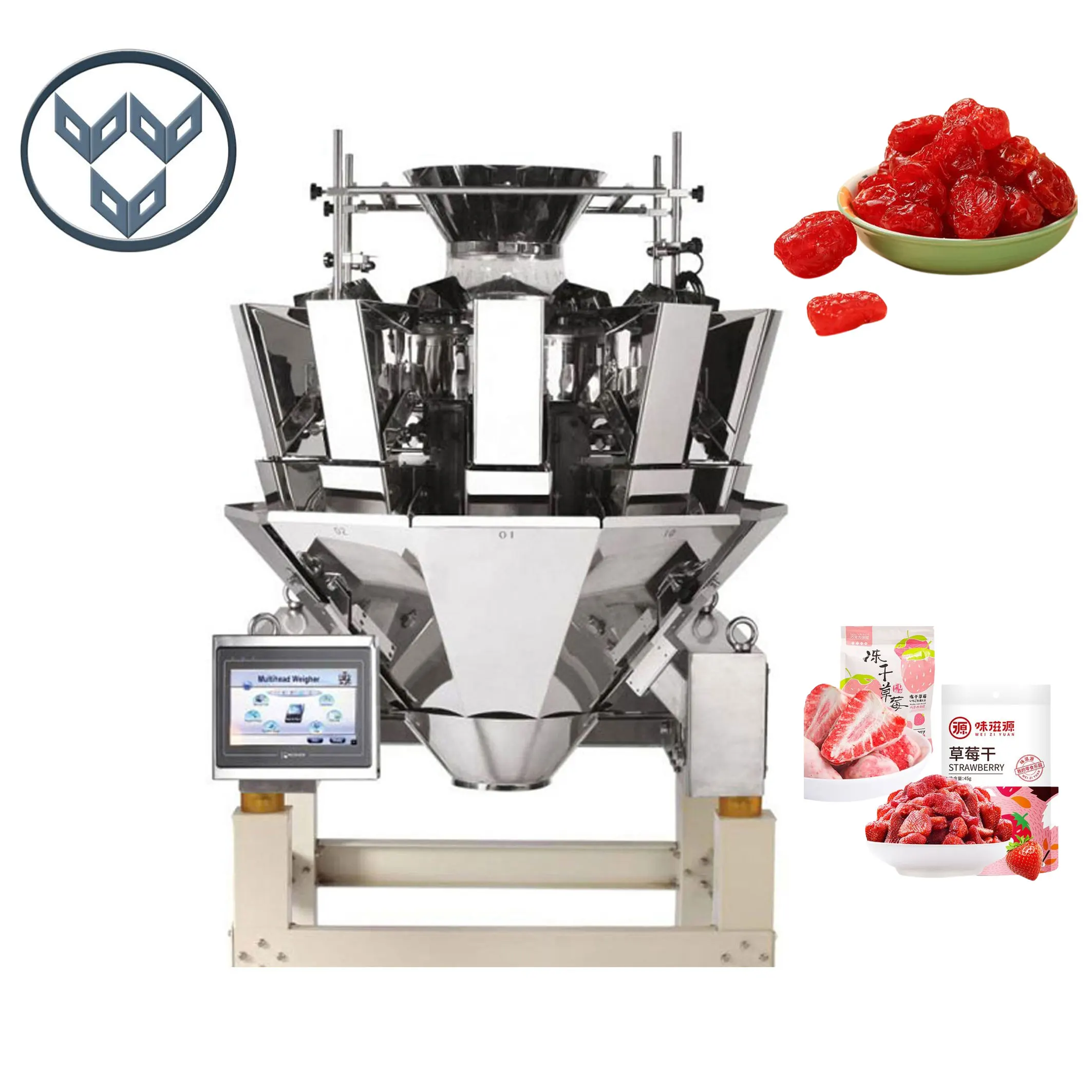 Automatic Weighing 50g 100g Dried Tomato Strawberry Blueberry Weighing Multi Head Weigher Machine