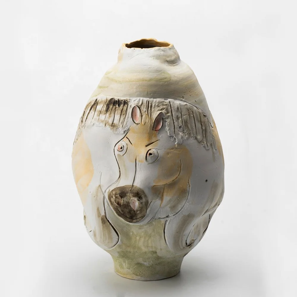 Wholesale Minimalist Animal-themed Decorative Vase Ceramic Decoration Donkey Face Ceramic Vase