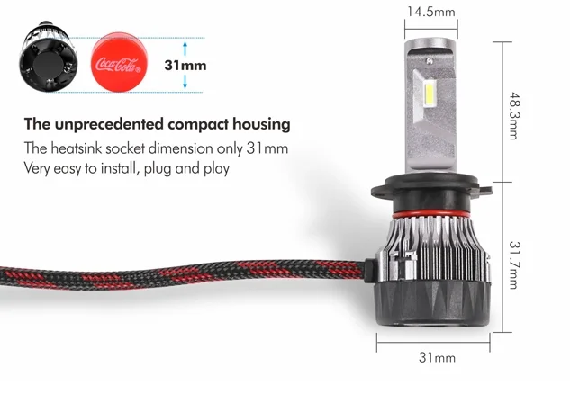 Mini Led Car Headlight M1 H7 24W LED Car Bulbs 3000LM Auto Car Led Headlamp with TaiWan TX Chips