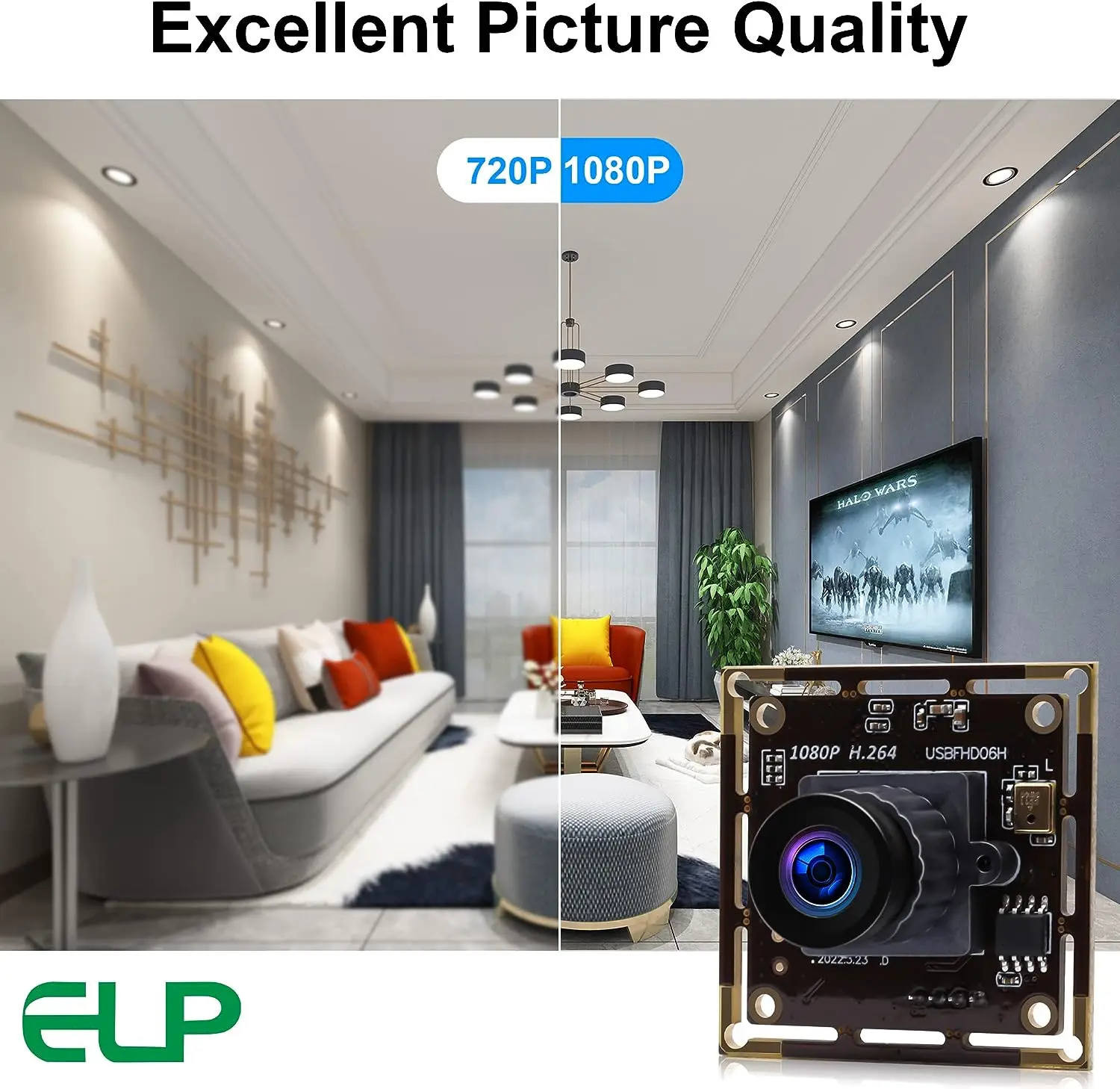 ELP USB Camera Module Low Light 1080P H.264 IMX323 Sensor Webcam Module with Microphone and 2.1mm Wide Angle Lens For Embedded