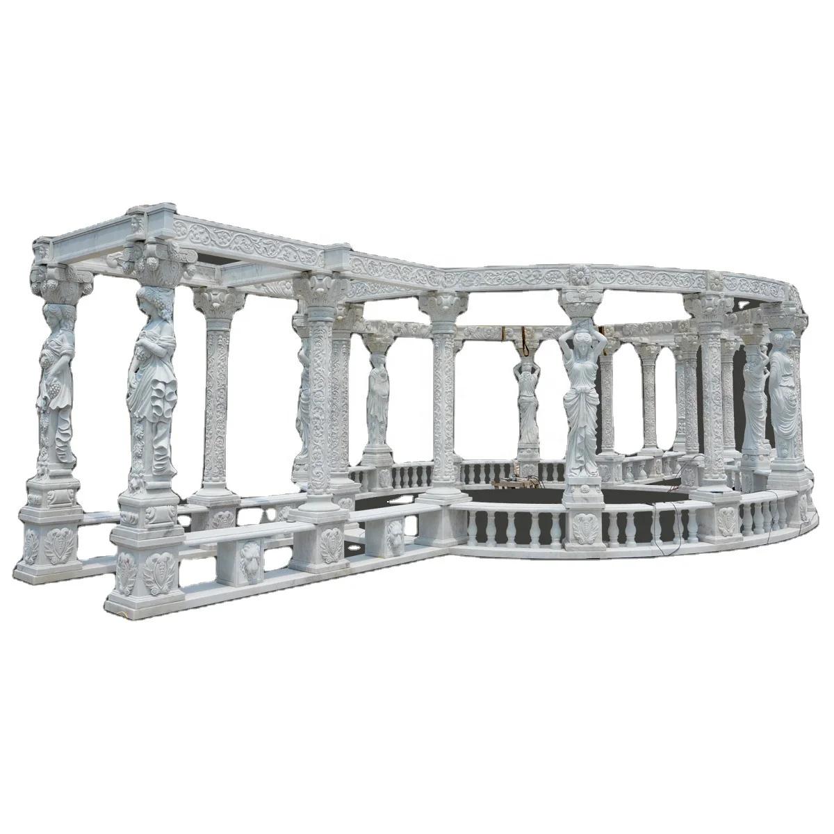 Factory direct supply marble gazebo large size classic stone gazebo garden decoration white marble pavilion