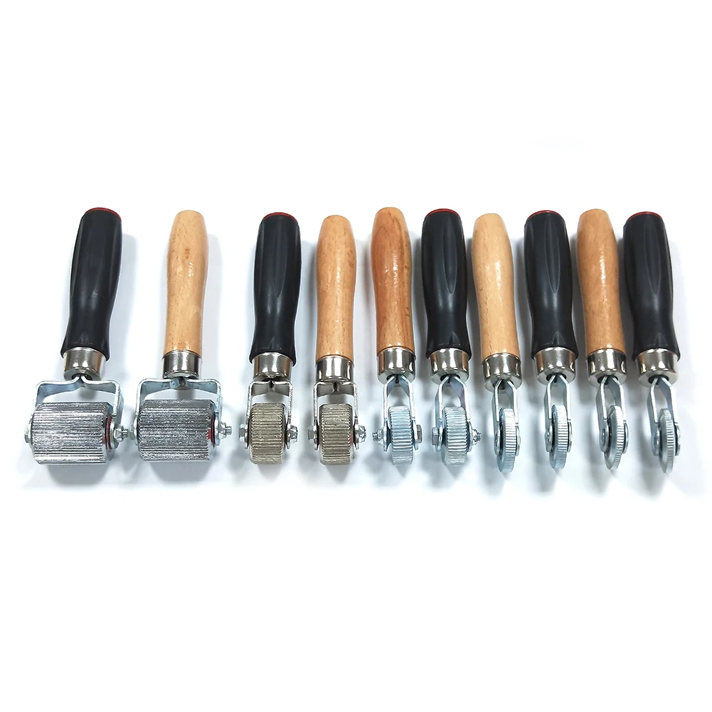 Ball Bearing Tire Tyre Patch Roller Stitcher Puncture Repair Tube Tool with Wood Handle