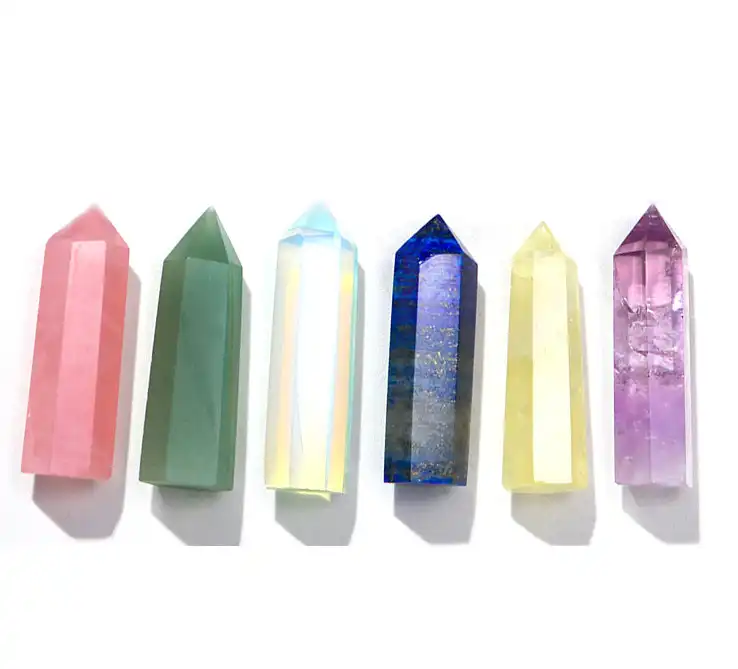 Wholesale Natural Feng Shui Gemstone Wand  Folk Crafts Crystal Point Quartz Tower  Amethyst Healing Crystal