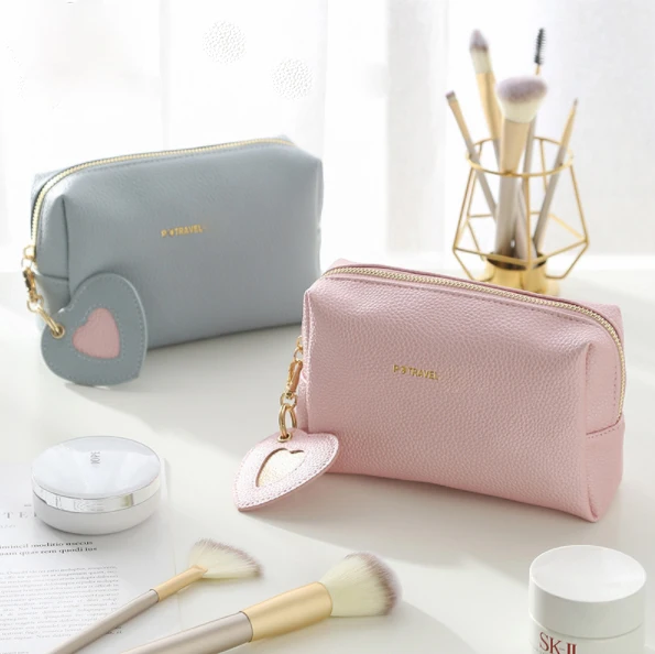 Elegant oem cosmetiqueras de maquillaj kosmetiktasche zum bedrucken vegan PU leather cosmetic bag