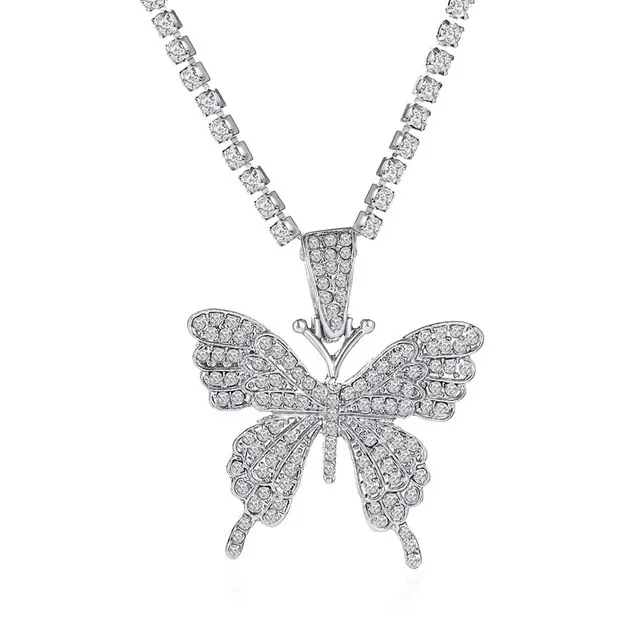 SUYAN Factory Price hot sales hip hop necklace chain choker necklace shiny butterfly pendant necklace