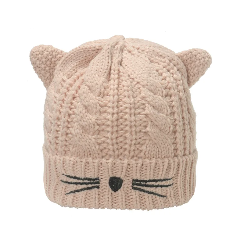 Cat Ear Beanie Hats Cute Cat Knitted Hat Winter Knit Cable Hat for Women Girls