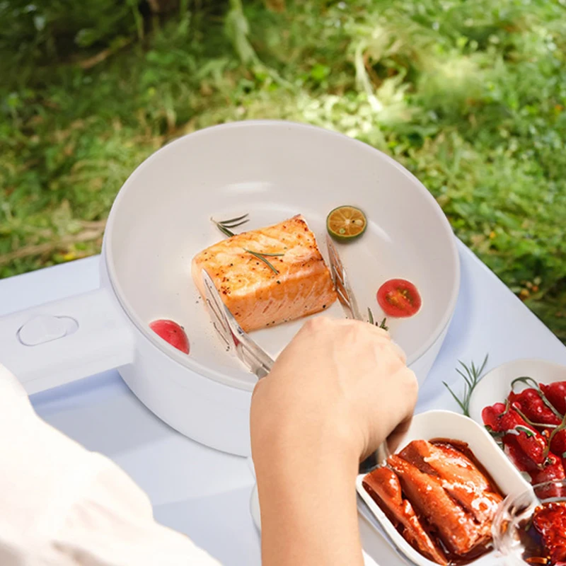 High Quality Mini White Multifunctional Frying Pan Home Style Dishes Non-stick Electric Cooking Pot With Steamer