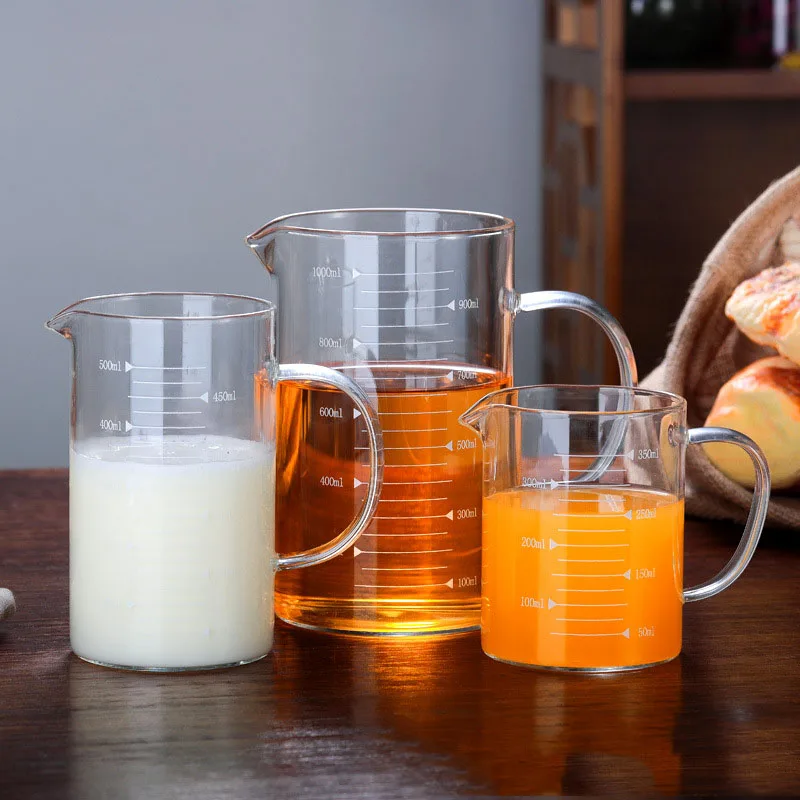 Мерная чашка из боросиликатного стекла с шкалой с интервалом 50 мл, новые кухонные аксессуары, легкое измерение, чашки для молока с жидким порошком