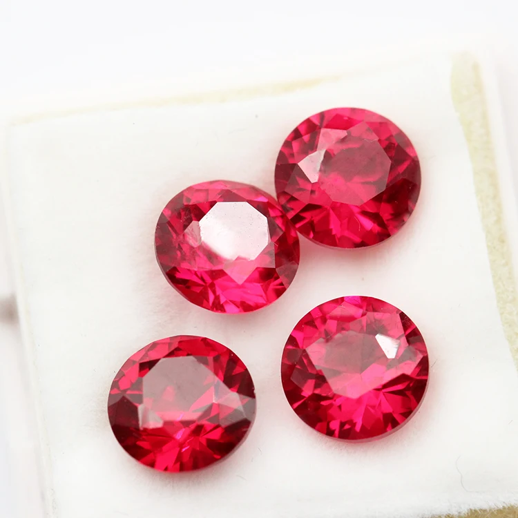 Round cut synthetic corundum  loose gemstones synthetic rough ruby gemstone for jewelry