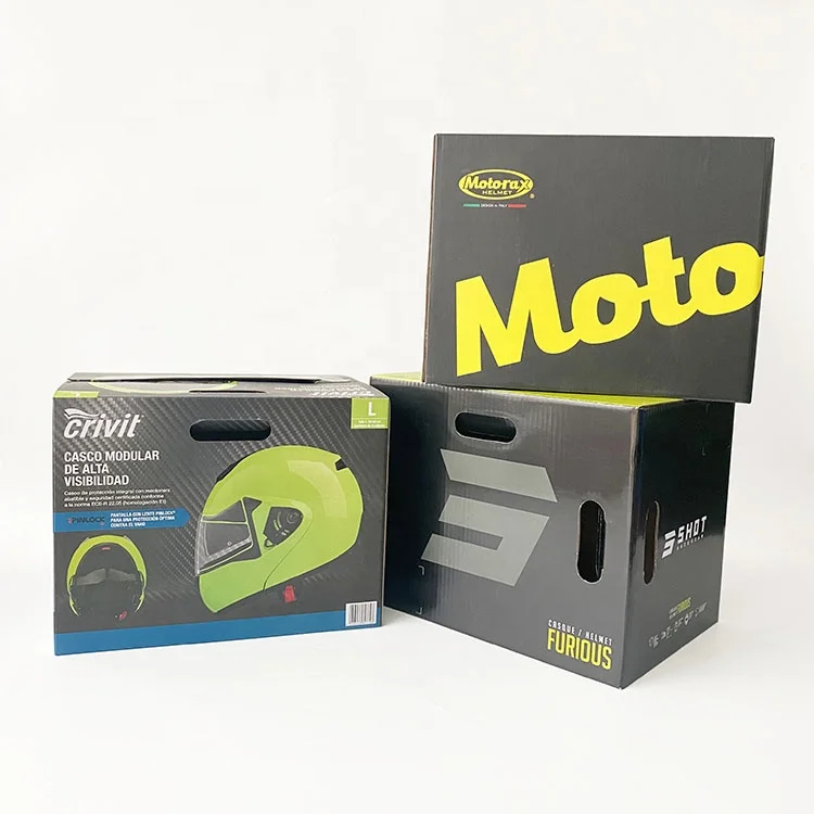 Полноцветная напечатанная на заказ черная картонная бумага для шлема упаковка доставка гофрированная коробка упаковки