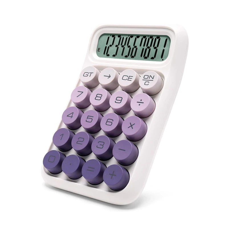 Small Cute Girl Desktop Business Office Calculator New Kids Colorful Gradient Silent Mechanical Keys Battery Powered
