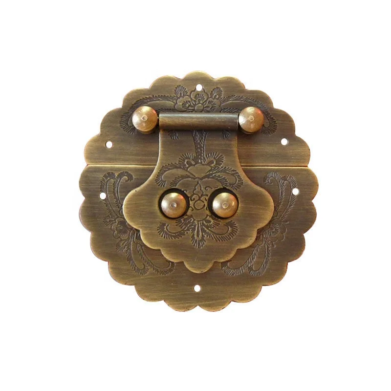 1 Piece Antique Vintage Style Brass Furniture Decorative Jewelry Gift Wooden Box Hasp Latch Hook Kit With Screws