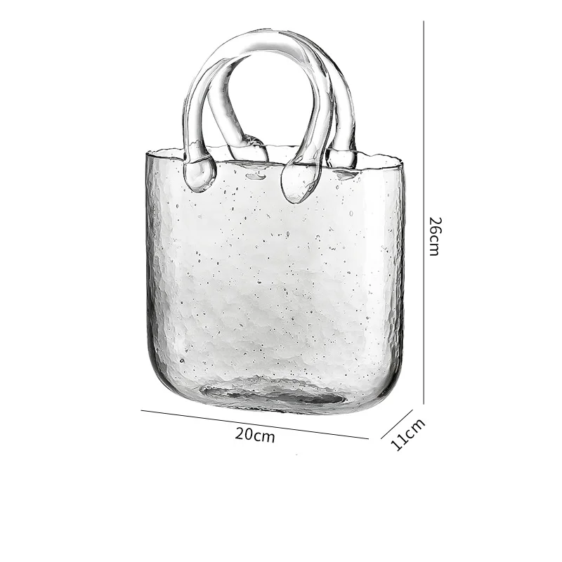 Creative Transparent Glass Handbag Fish Tank Vase Ornament Living Room Flower Arrangement Hydroponic Decoration Ornament