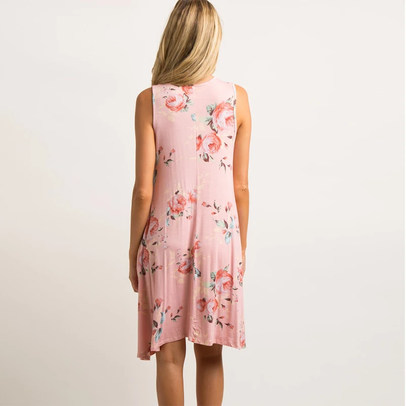 Hot Selling  Sleeveless Women Faux Wrap Nursing Dresses Gowns Maternity Clothing