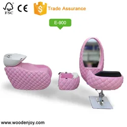 NEW Pink barber chair mirror suit Lingge belt drill shampoo bed and foot bath